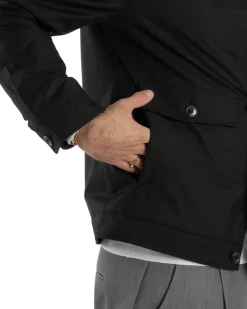 Giubbotto Uomo Tessuto Tecnico Impermeabile Giacca Basic Nero G3353A