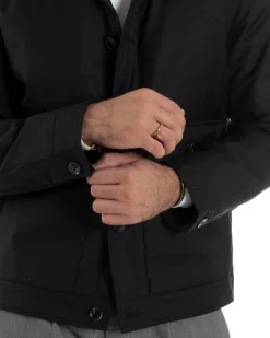 Giubbotto Uomo Tessuto Tecnico Impermeabile Giacca Basic Nero G3353A