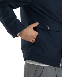 Giubbotto Uomo Tessuto Tecnico Impermeabile Giacca Basic Blu G3352A