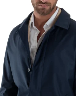 Giubbotto uomo trench leggero giacca impermeabile tessuto tecnico no stiro blu GIOSAL-G3301A