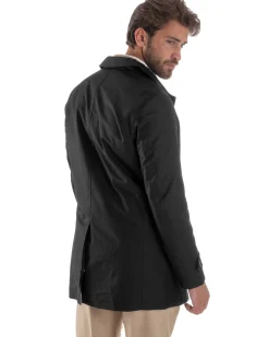 Giubbotto Uomo Trench Leggero Giacca Impermeabile Tessuto Tecnico No Stiro Nero G3300A