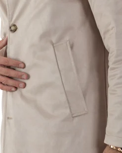 Giubbotto Uomo Trench Lungo Camoscio Imbottito Beige BlackSunday G3384A