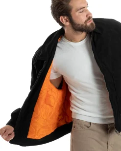 Giubbotto Uomo Velluto Rigato Giaccone Caldo Imbottito Bomber Con Collo Camicia E Tasconi Nero GIOSAL-G3254A