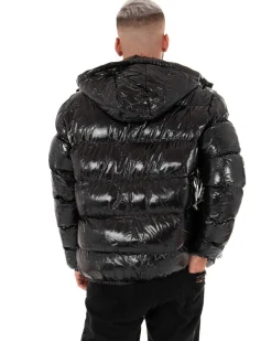 Giubbotto Uomo Vernice Oversize Tinta Unita Nero Lucido Casual GIOSAL-G2582A