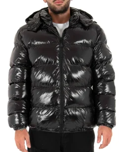 Giubbotto Uomo Vernice Oversize Tinta Unita Nero Lucido Casual GIOSAL-G2582A
