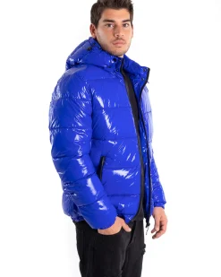 Giubbotto Uomo Vernice Oversize Tinta Unita Royal Lucido Casual GIOSAL-G2896A