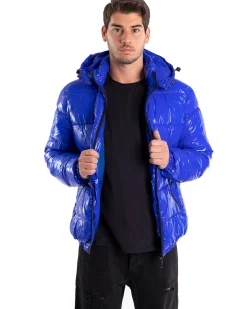 Giubbotto Uomo Vernice Oversize Tinta Unita Royal Lucido Casual GIOSAL-G2896A