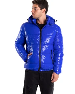 Giubbotto Uomo Vernice Oversize Tinta Unita Royal Lucido Casual GIOSAL-G2896A