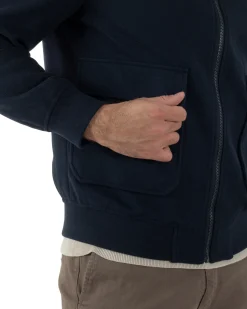 Giubbotto Uomo Zip Colletto Bomber Panno Blu G3381A