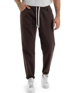 Jeans Jogger Cotone Loose Fit Basic Marrone JS1152A