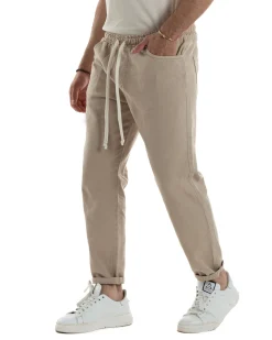 Jeans Jogger Cotone Loose Fit Basic Beige JS1117A