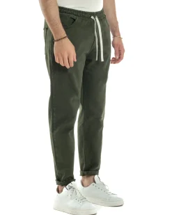 Jeans Jogger Cotone Loose Fit Basic Verde JS1118A