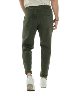Jeans Jogger Cotone Loose Fit Basic Verde JS1118A