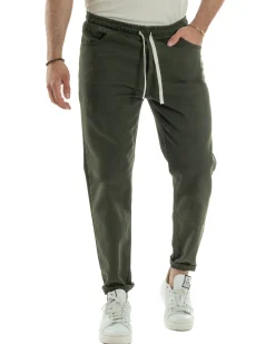 Jeans Jogger Cotone Loose Fit Basic Verde JS1118A