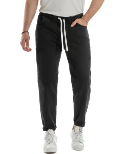 Jeans Jogger Cotone Loose Fit Basic Nero JS1119A