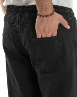 Jeans Jogger Cotone Loose Fit Basic Nero JS1119A