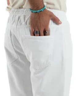 Jeans Jogger Cotone Loose Fit Basic Bianco JS1120A