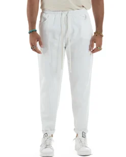 Jeans Jogger Cotone Loose Fit Basic Bianco JS1120A