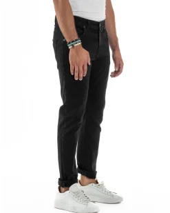 Jeans Skinny Fit Cinque Tasche Denim Nero JS1138A