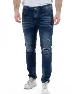 Jeans Slim Fit Denim Scuro Rotture TCJS1005A