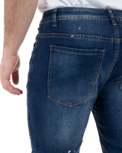 Jeans Slim Fit Denim Scuro Rotture TCJS1005A