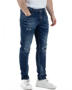 Jeans Slim Fit Denim Scuro Rotture TCJS1005A
