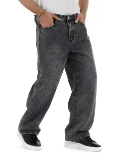 Jeans uomo baggy barrel fit cinque tasche casual denim nero GIOSAL-JS1175A