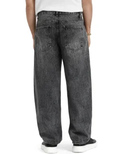 Jeans uomo baggy barrel fit cinque tasche casual denim nero GIOSAL-JS1175A