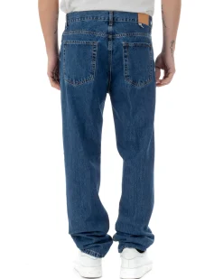 Jeans Uomo Baggy Pantaloni Fondo Ampio Largo Relaxed Fit Casual Basic Denim GIOSAL-JS1086A