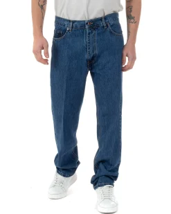Jeans Uomo Baggy Pantaloni Fondo Ampio Largo Relaxed Fit Casual Basic Denim GIOSAL-JS1086A
