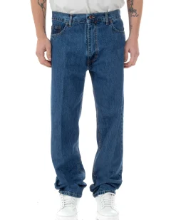 Jeans Uomo Baggy Pantaloni Fondo Ampio Largo Relaxed Fit Casual Basic Denim GIOSAL-JS1086A