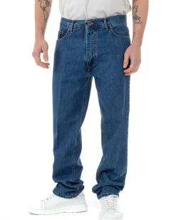 Jeans Uomo Baggy Pantaloni Fondo Ampio Largo Relaxed Fit Casual Basic Denim GIOSAL-JS1086A