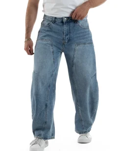 Jeans uomo balloon fit street baggy basic denim medio GIOSAL-JS1193A