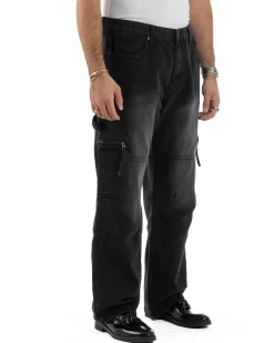 Jeans Uomo Carpenter Cargo Tasconi Baggy Nero JS1162A