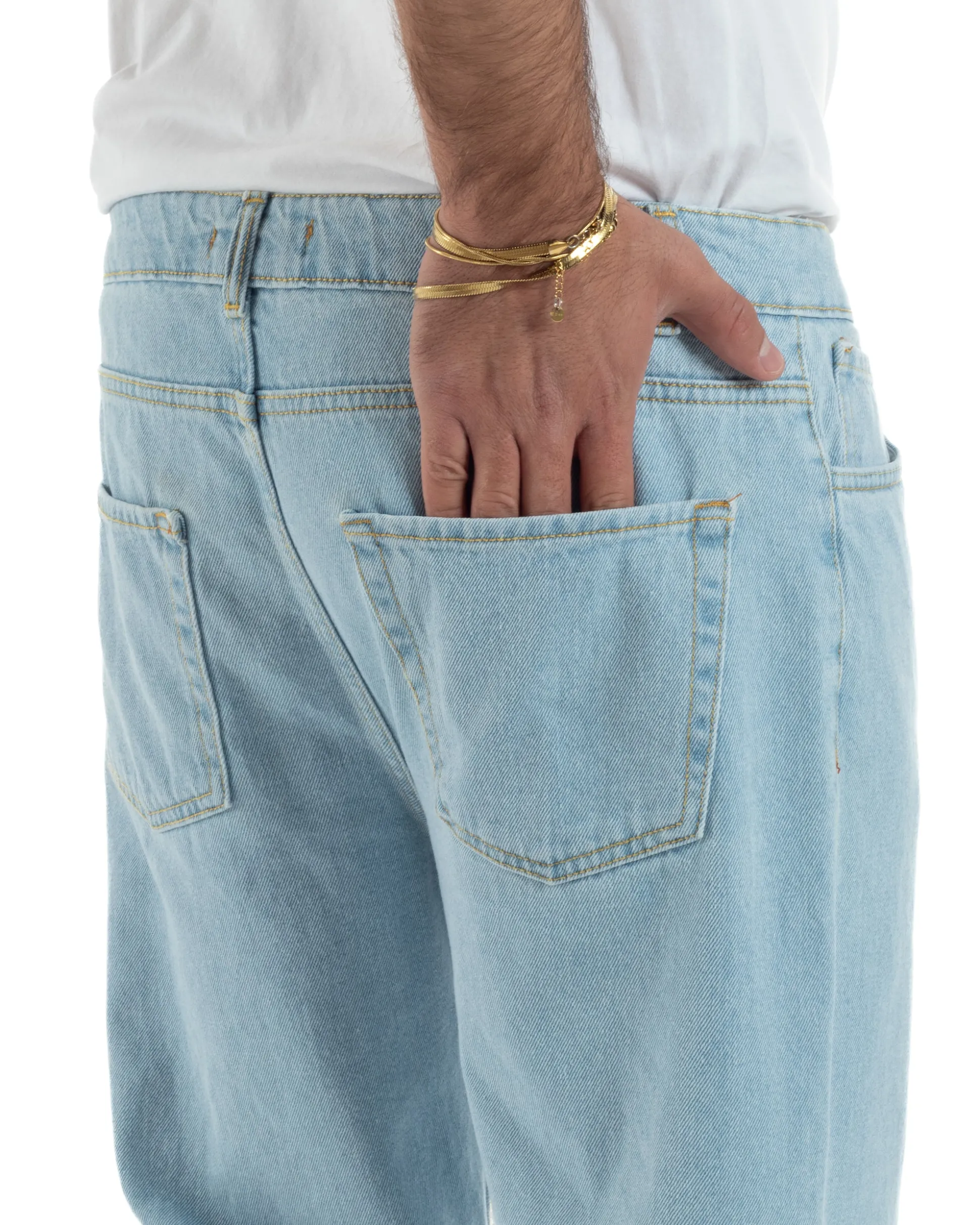 Jeans uomo cinque tasche baggy fit basic cotone denim chiaro GIOSAL-JS1187A