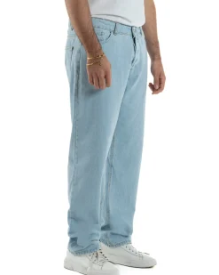 Jeans uomo cinque tasche baggy fit basic cotone denim chiaro GIOSAL-JS1187A