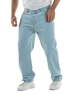 Jeans uomo cinque tasche baggy fit basic cotone denim chiaro GIOSAL-JS1187A