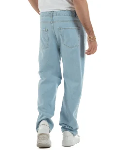 Jeans uomo cinque tasche baggy fit basic cotone denim chiaro GIOSAL-JS1187A