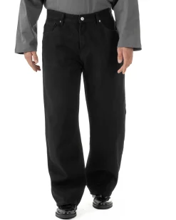 Jeans uomo cinque tasche baggy fit basic cotone nero GIOSAL-JS1179A