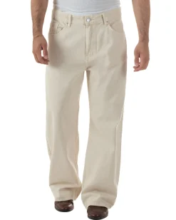 Jeans uomo cinque tasche baggy fit basic cotone panna GIOSAL-JS1178A