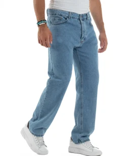 Jeans Uomo Cinque Tasche Baggy Fit Basic Denim GIOSAL-JS1121A