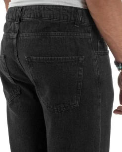 Jeans Uomo Cinque Tasche Baggy Fit Basic Denim Nero JS1123A
