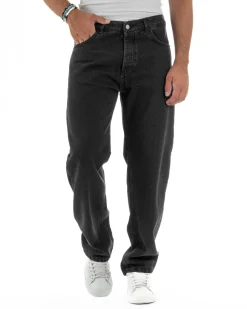 Jeans Uomo Cinque Tasche Baggy Fit Basic Denim Nero JS1123A