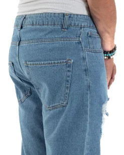 Jeans Uomo Cinque Tasche Regular Fit Rotture Basic Chiaro JS1126A