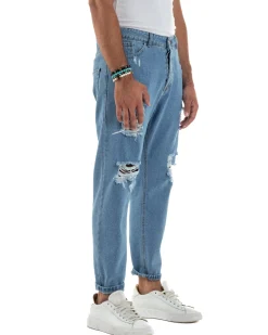 Jeans Uomo Cinque Tasche Regular Fit Rotture Basic Chiaro JS1126A
