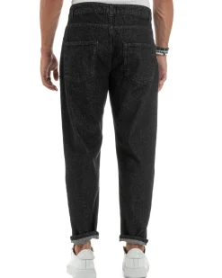 Jeans Uomo Cinque Tasche Regular Fit Rotture Basic Nero JS1125A