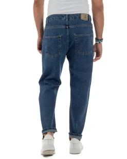 Jeans Uomo Cinque Tasche Regular Fit Rotture Basic Scuro JS1124A