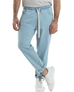 Jeans uomo jogger basic pantalaccio loose fit denim medio GIOSAL-JS1111A