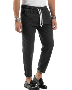 Jeans uomo jogger loose fit pantalaccio basic denim nero GIOSAL-JS1047A