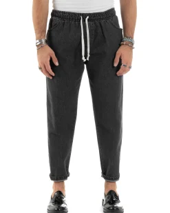 Jeans uomo jogger loose fit pantalaccio basic denim nero GIOSAL-JS1047A